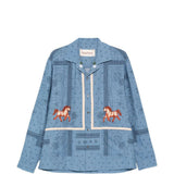 Camicia con motivo cavallo  in blu Baziszt - uomo 