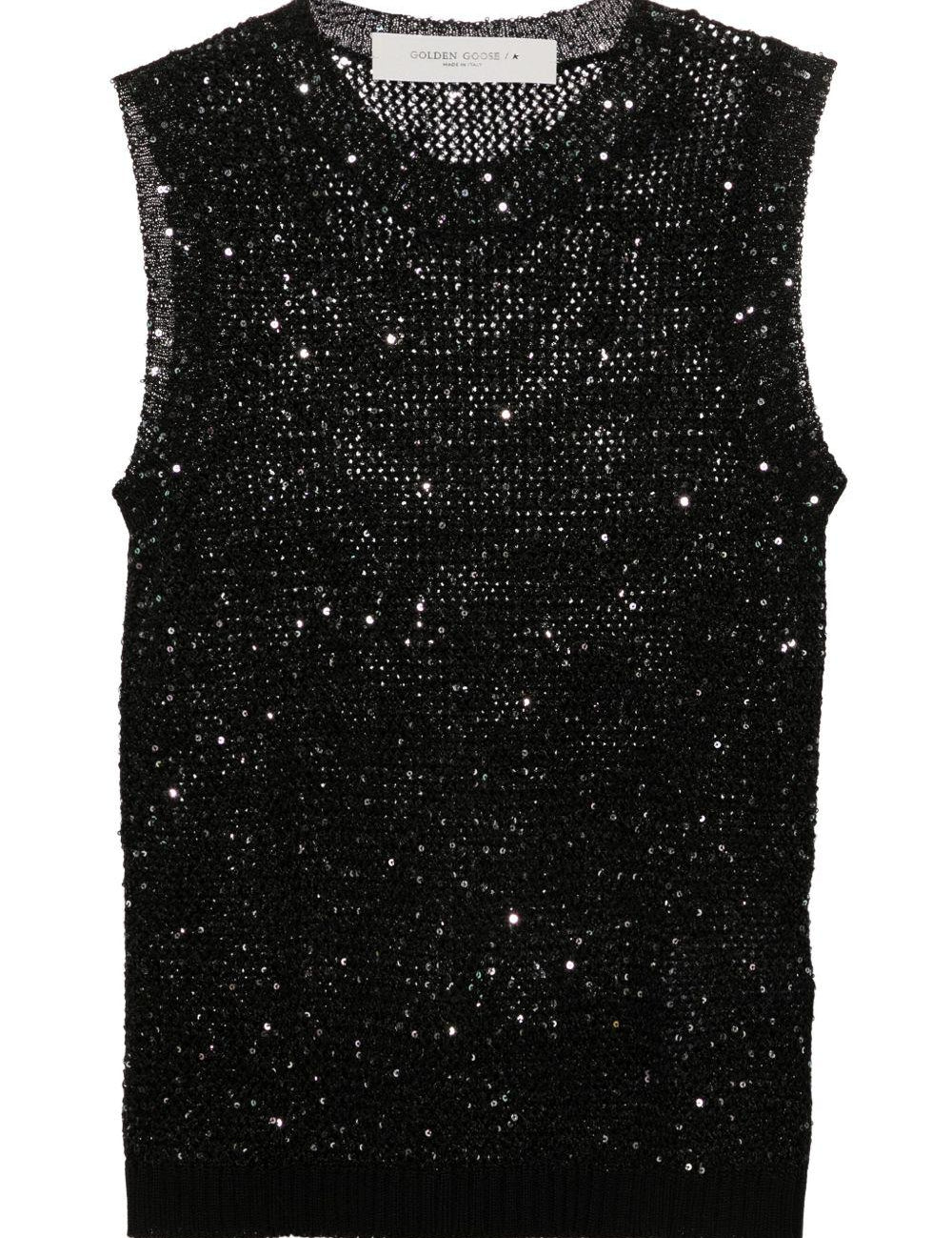 Top in maglia Melyssa con paillettes in nero Golden Goose - donna 