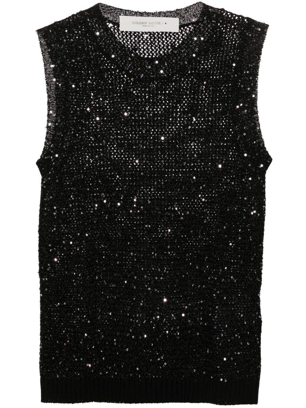 Top in maglia Melyssa con paillettes in nero Golden Goose - donna 