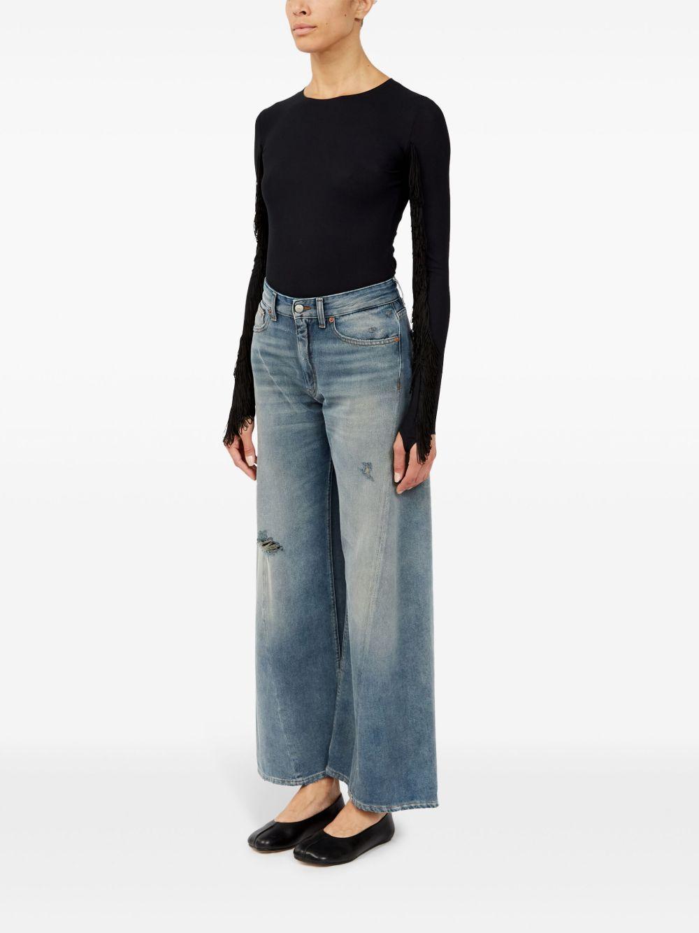 Jeans a gamba ampia con effetto vissuto in blu Mm6 maison margiela - donna 