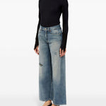 Jeans a gamba ampia con effetto vissuto in blu Mm6 maison margiela - donna 