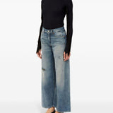 Jeans a gamba ampia con effetto vissuto in blu Mm6 maison margiela - donna 
