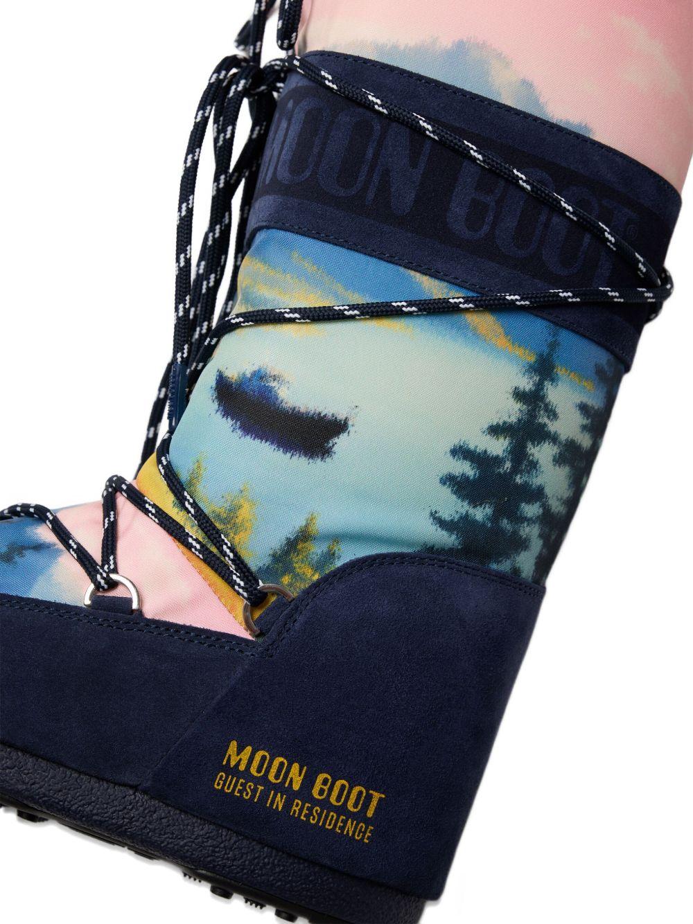 Stivali da neve con lacci e stampa grafica<BR/>multicolore Moon boot x guest in residence - donna 