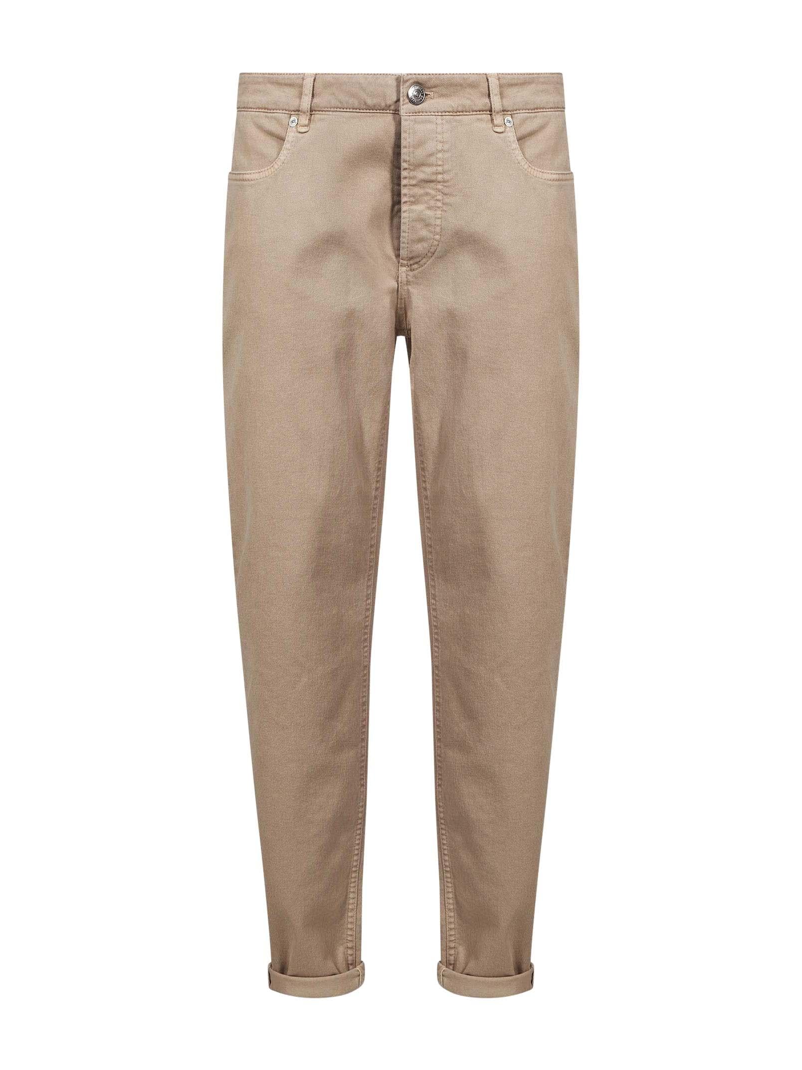 Jeans slim in denim in beige 