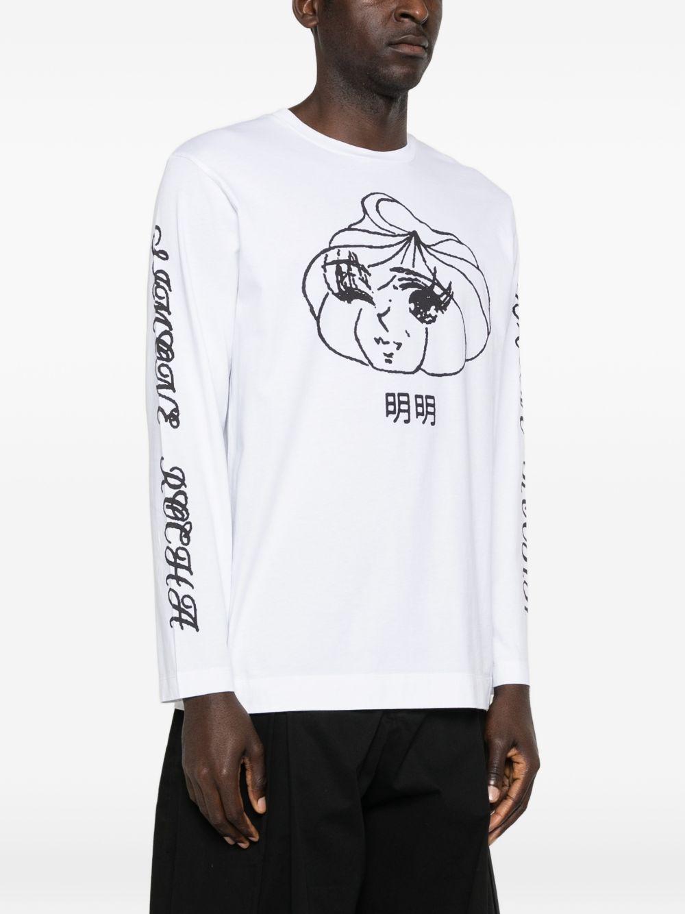 T-shirt a manica lunga stampata in bianco Simone rocha - uomo 