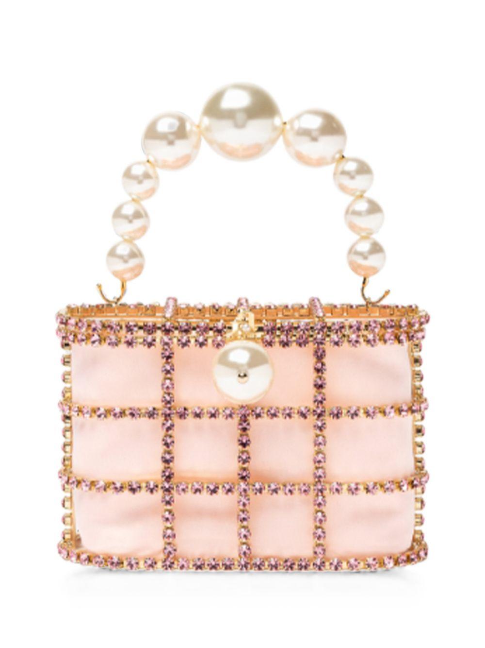 Borsa a mano con cristalli e perle holli in rosa Rosantica - donna 