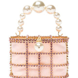 Borsa a mano con cristalli e perle holli in rosa Rosantica - donna 