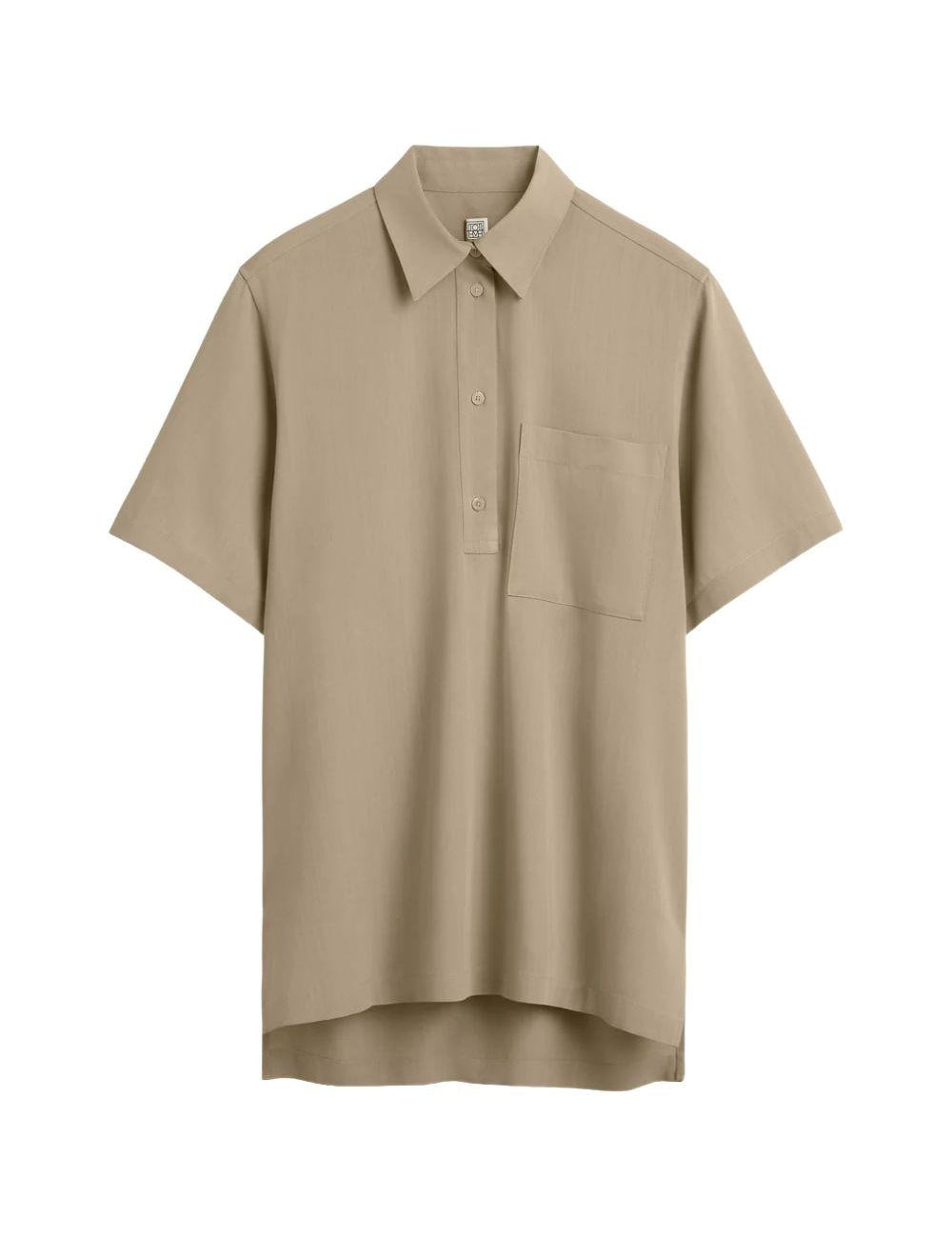 Polo a maniche corte con tasca applicata in beige Toteme - donna 