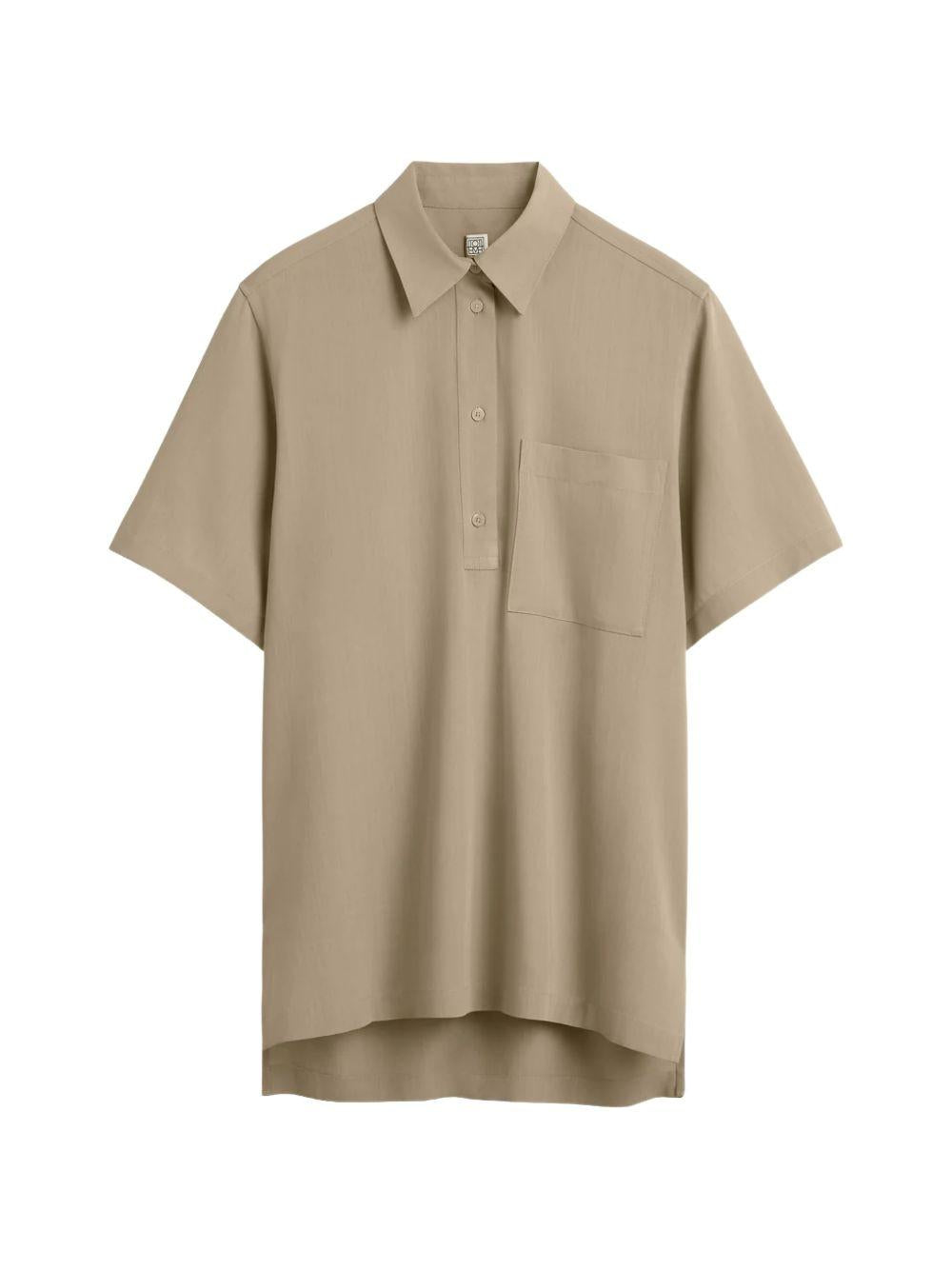 Polo a maniche corte con tasca applicata in beige Toteme - donna 