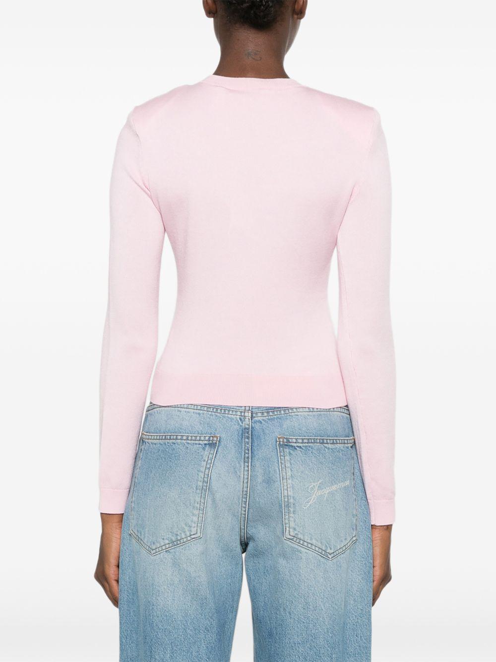 Cardigan in maglia con fiori in rosa 