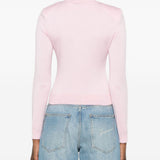 Cardigan in maglia con fiori in rosa 