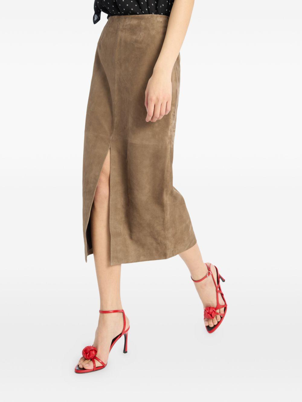 Gonna midi con spacco in marrone Rotate - donna 