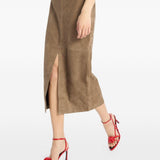 Gonna midi con spacco in marrone Rotate - donna 