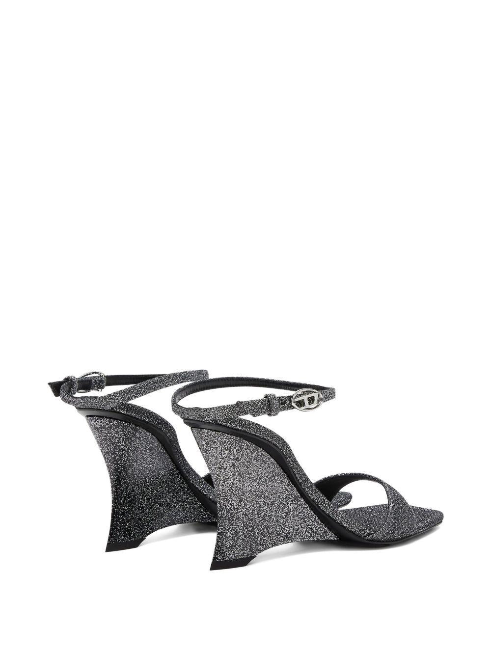 Sandali con zeppa D-Amber in argento Diesel - donna 