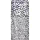 Gonna midi in pizzo floreale in argento Rabanne - donna 