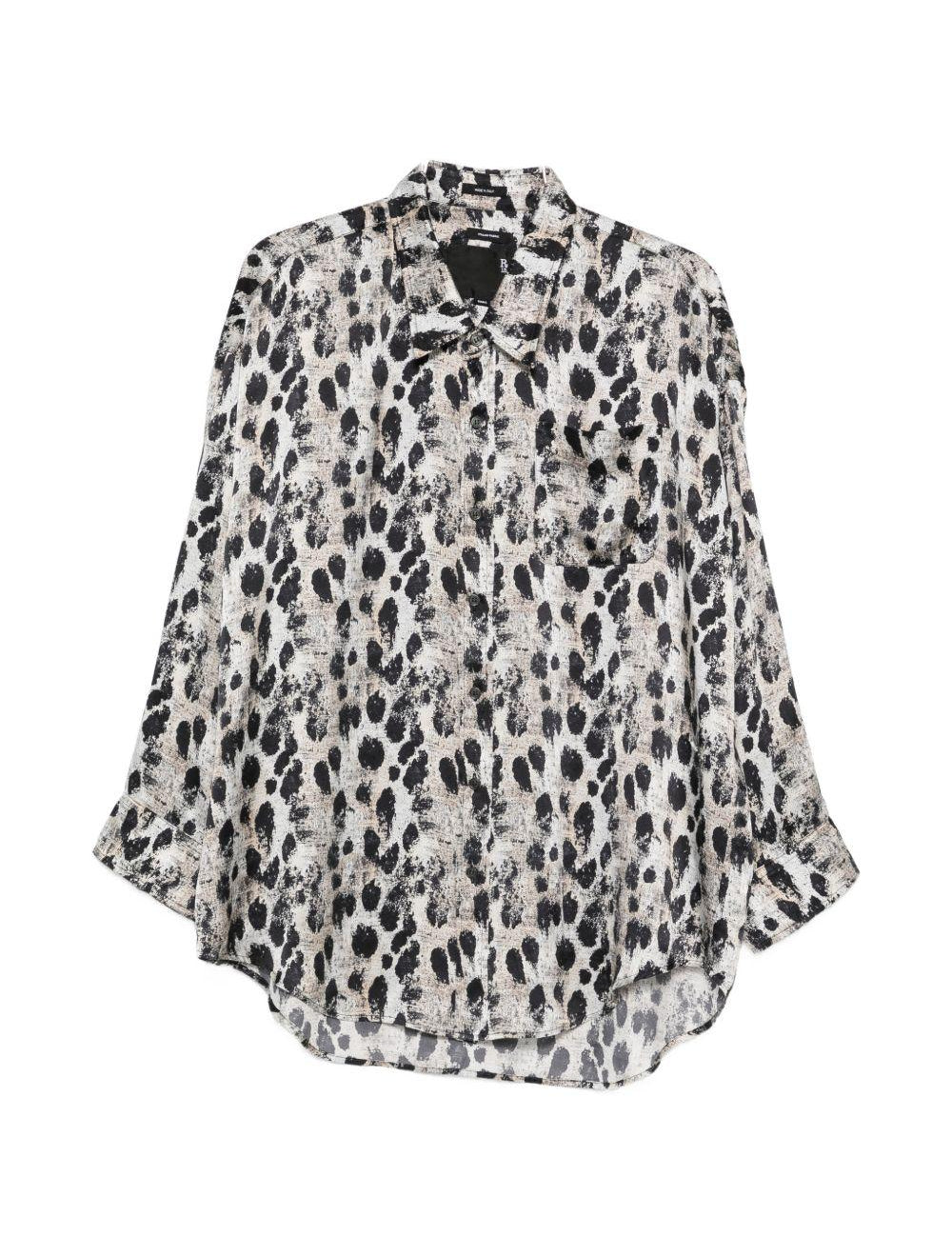 Camicia con collo basso in beige e nero R13 - donna 