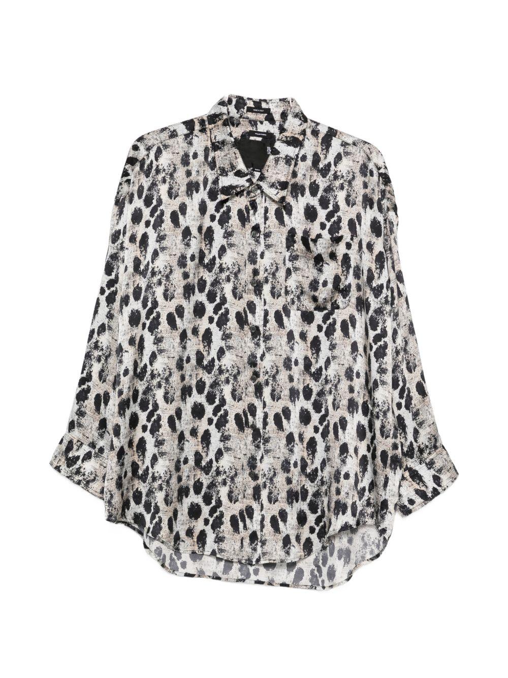 Camicia con collo basso in beige e nero R13 - donna 