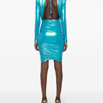 Abito con ruches e finitura metallizzata in blu - donna 