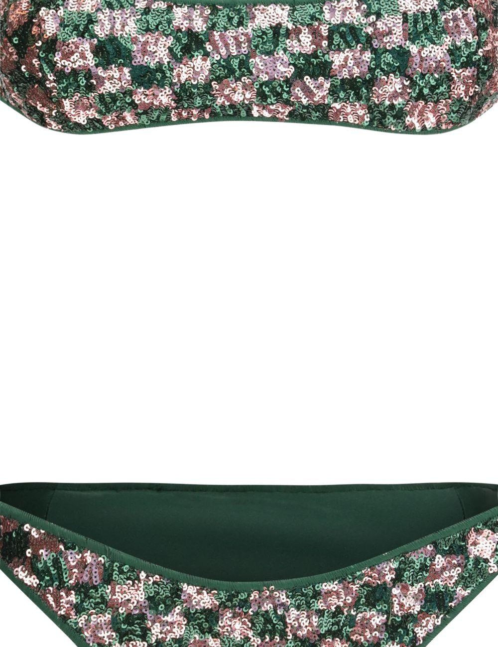 Bikini con paillettes in verde e rosa Oséree - donna 