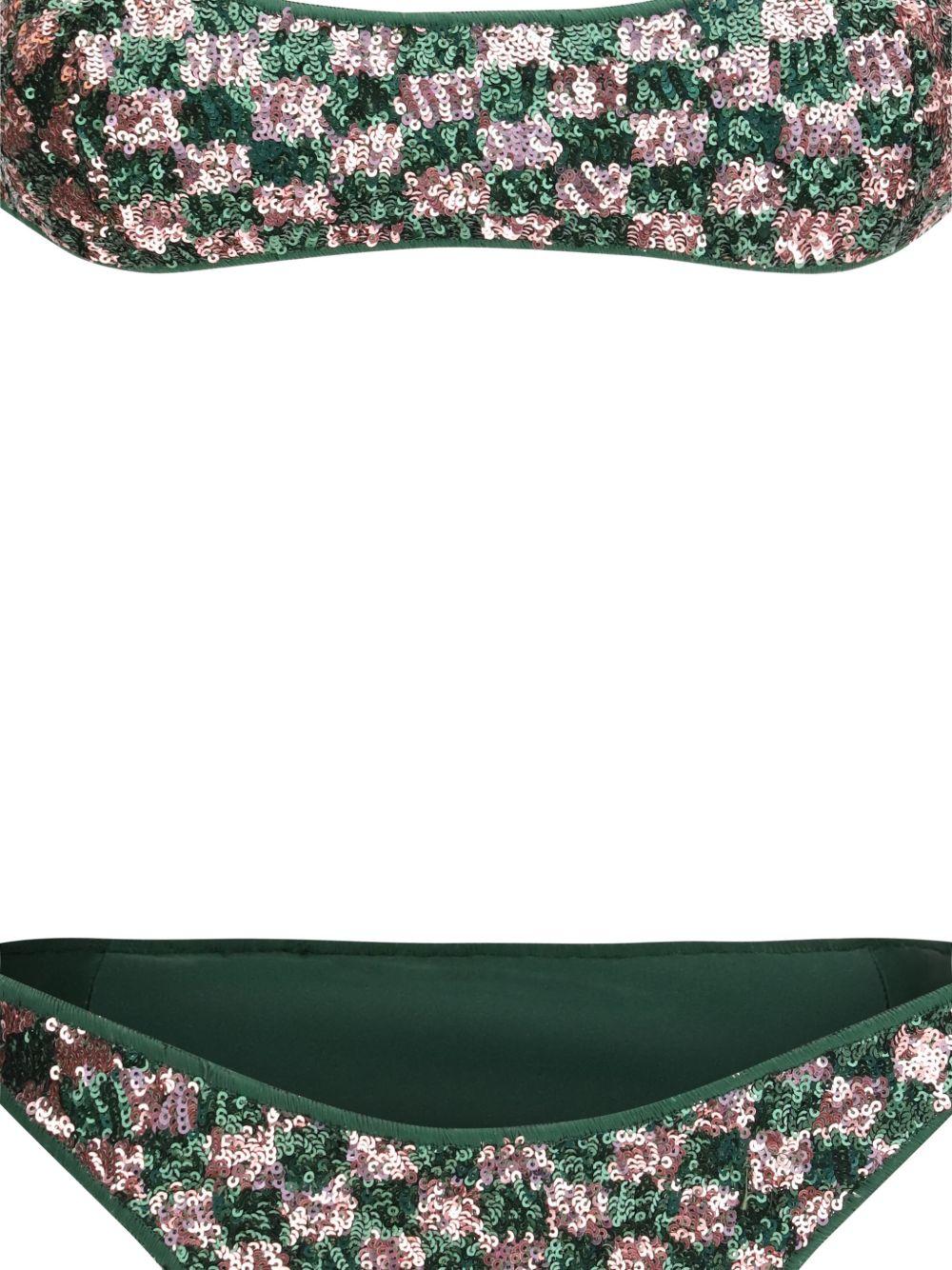 Bikini con paillettes in verde e rosa Oséree - donna 