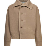 Cardigan in lana con bottoni camel 