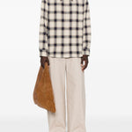 Camicia a maniche lunghe a quadri WES in blu e beige Sefr - uomo 