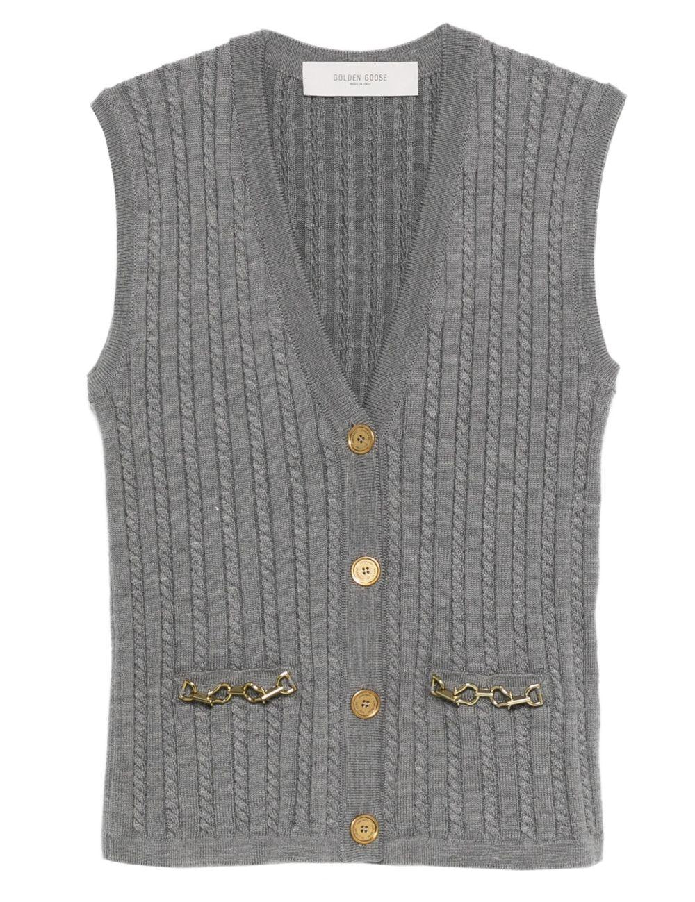 Gilet in maglia con bottoni in grigio Golden goose - donna 