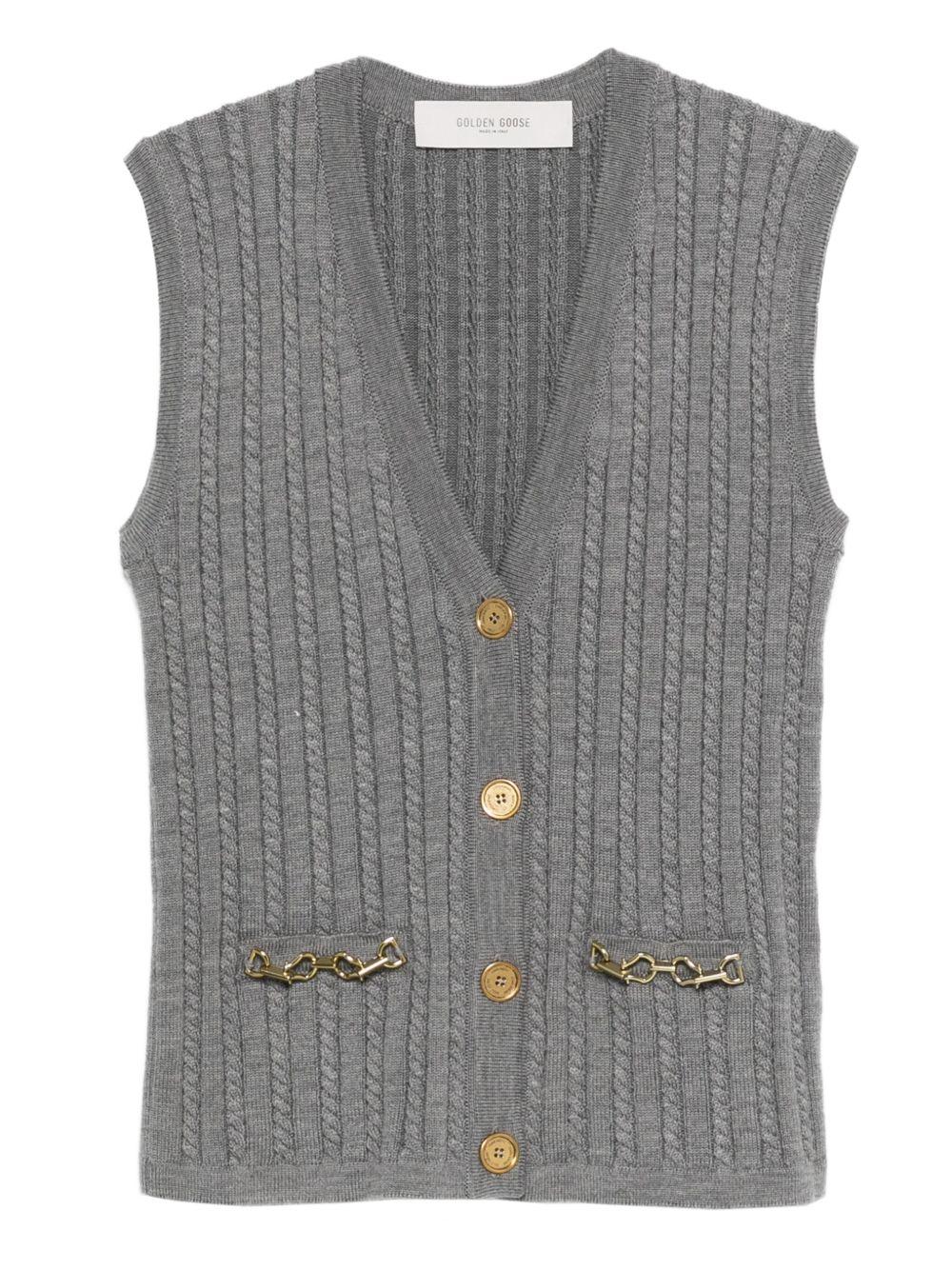 Gilet in maglia con bottoni in grigio Golden goose - donna 