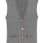 Gilet in maglia con bottoni in grigio Golden goose - donna 