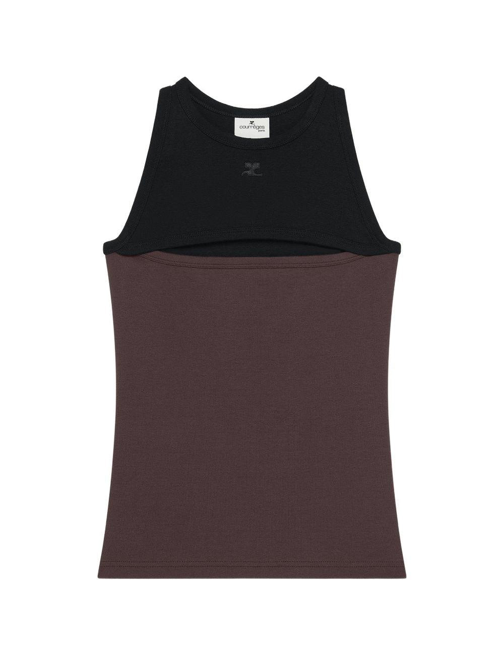 Canotta con design a contrasto in nero e rosso Courrèges - donna 