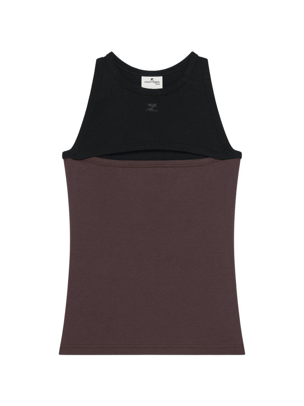 Canotta con design a contrasto in nero e rosso Courrèges - donna 
