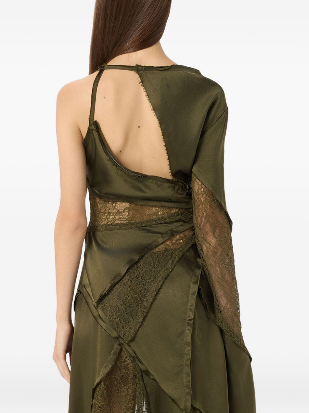 Top in raso con pizzo monospalla in verde Blumarine - donna 