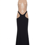 Abito maxi bicolore con paillettes in nero e beige Mugler - donna 