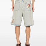 Bermuda con ricamo floreale in blu Drole de monsieur - uomo 