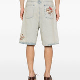 Bermuda con ricamo floreale in blu Drole de monsieur - uomo 