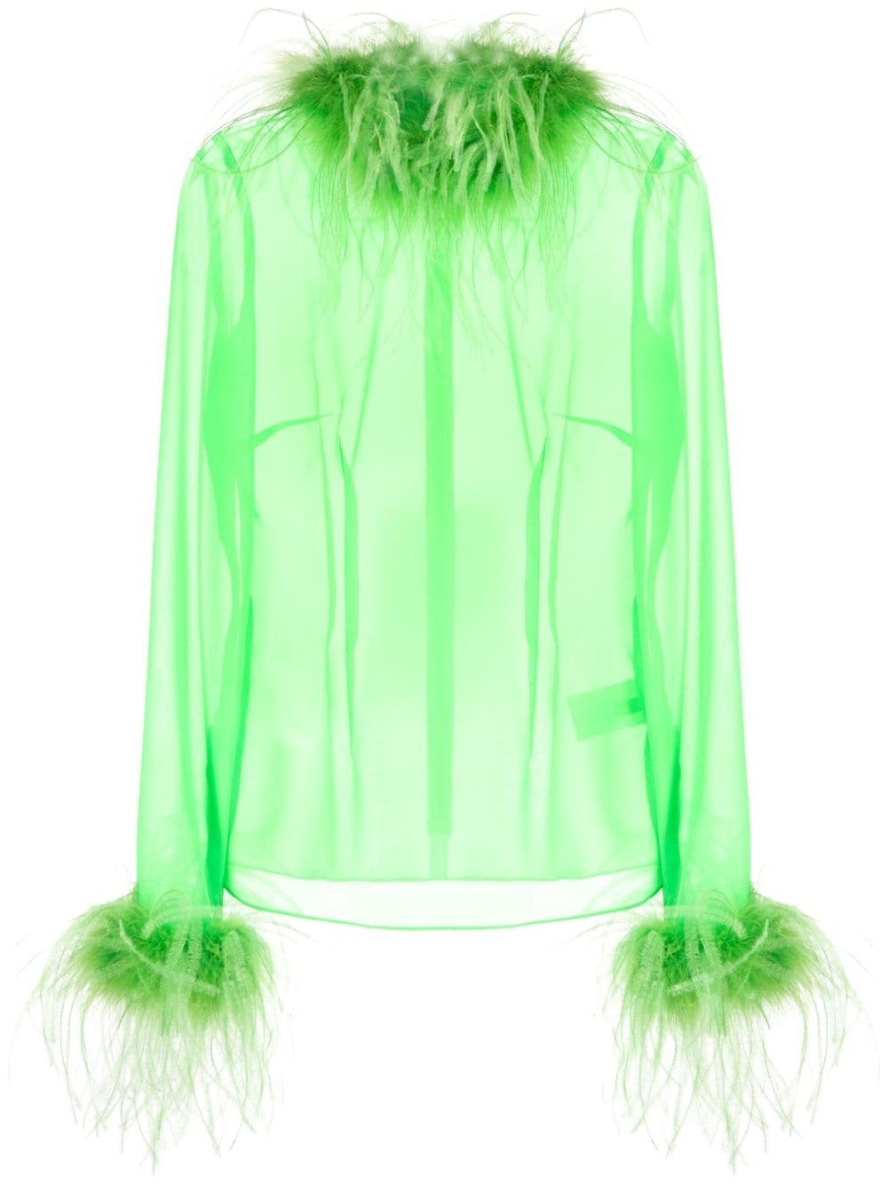 Top verde con maniche lunghe con piume-donna GIUSEPPE DI MORABITO | 163TO21534
