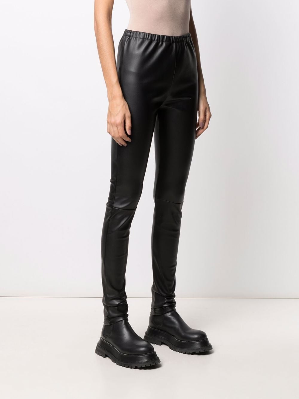 Black varnished leather-effect leggings - women - MM6 MAISON MARGIELA ...