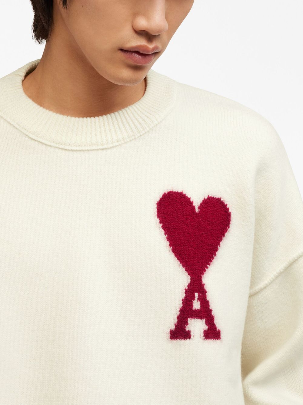 White intarsia knit jumper   unisex