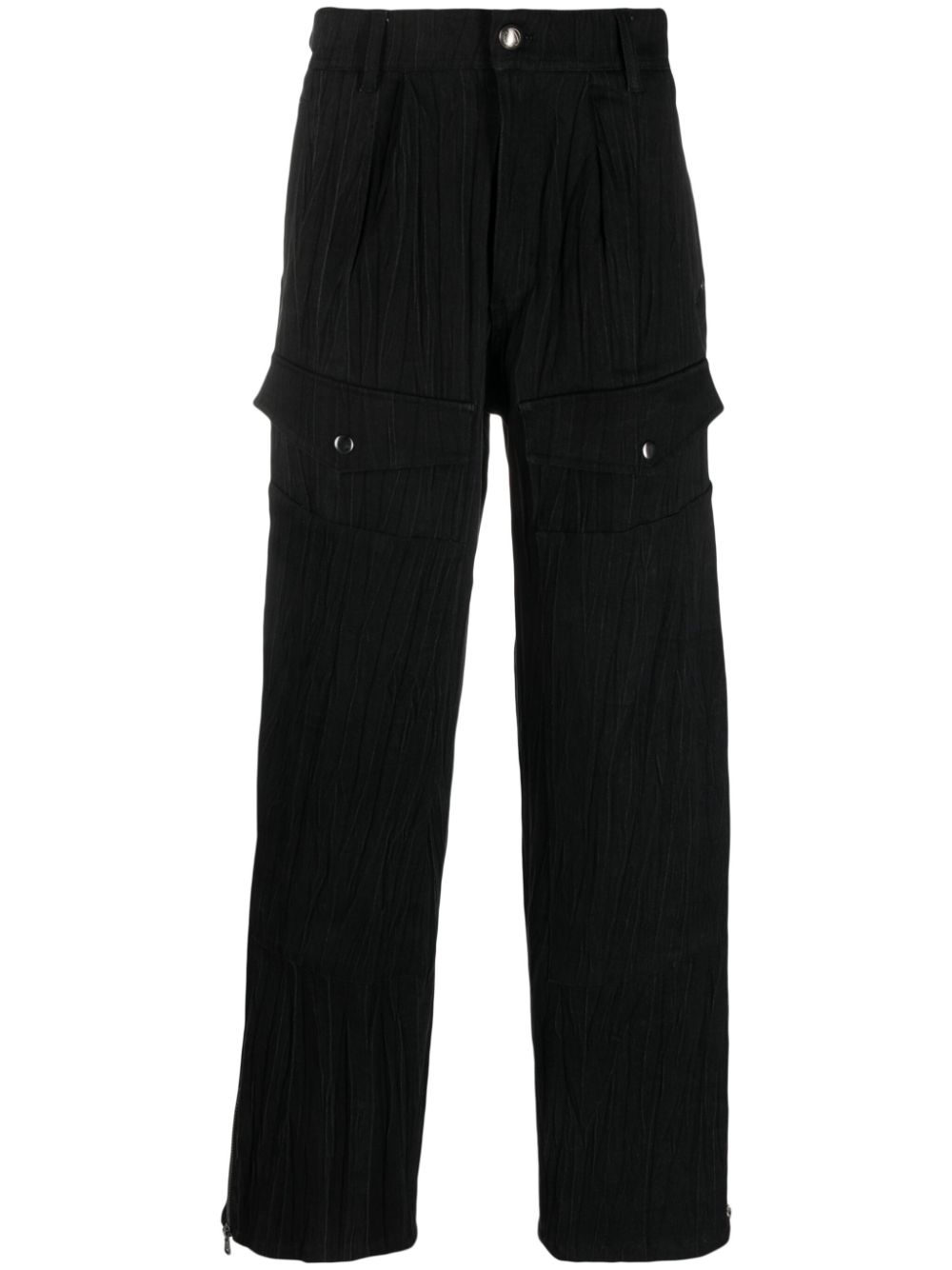 Black crinkled-effect straight-leg jeans - men - ANDERSSON BELL ...