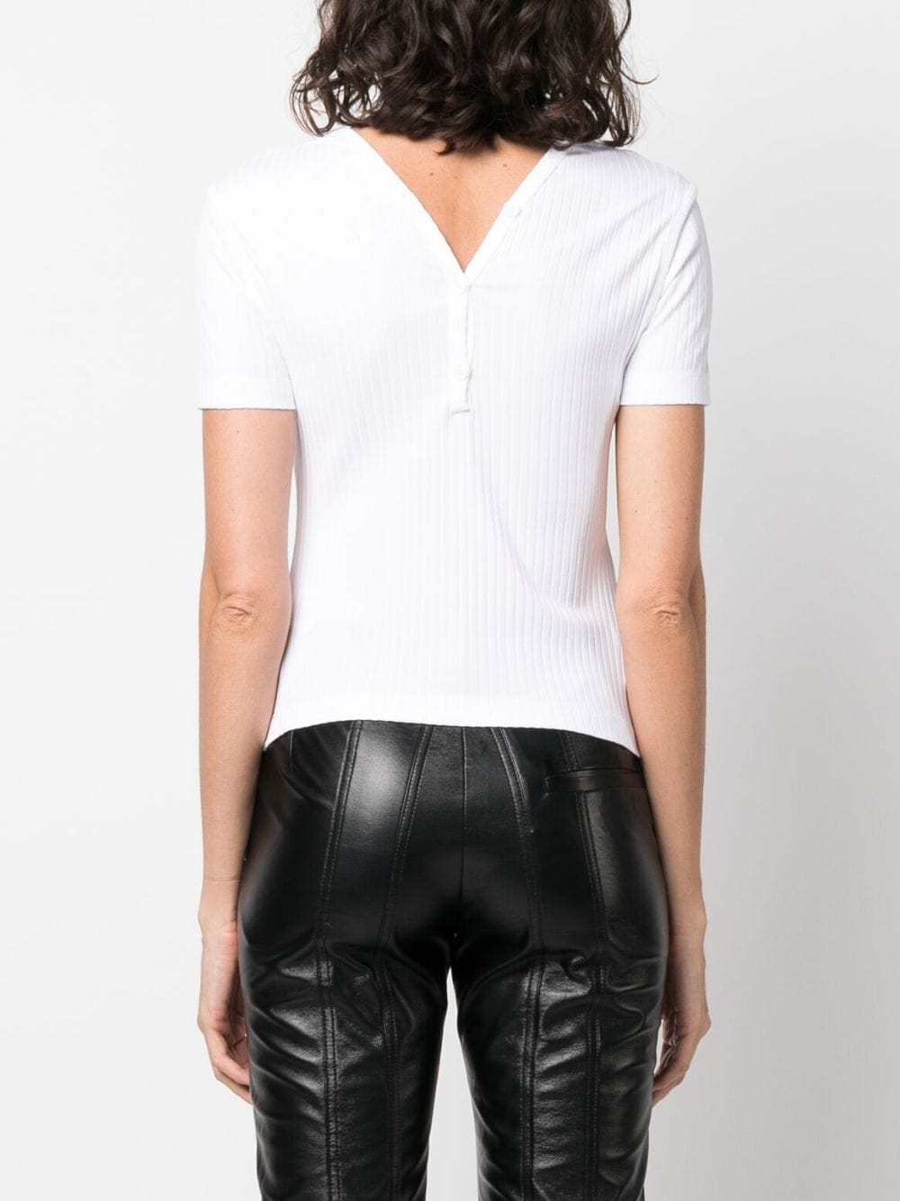 Top asimmetrico a coste in bianco - donna HELMUT LANG | N04HW506C7J