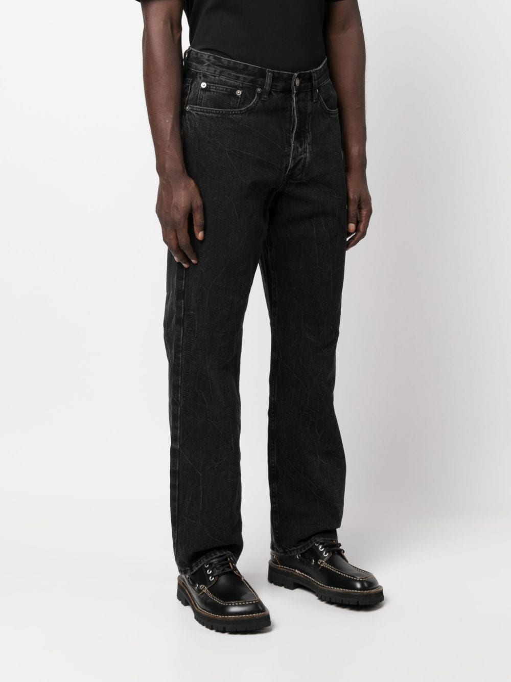 Jeans dritti a vita media in nero - uomo KSUBI | MPF23DJ029BLK