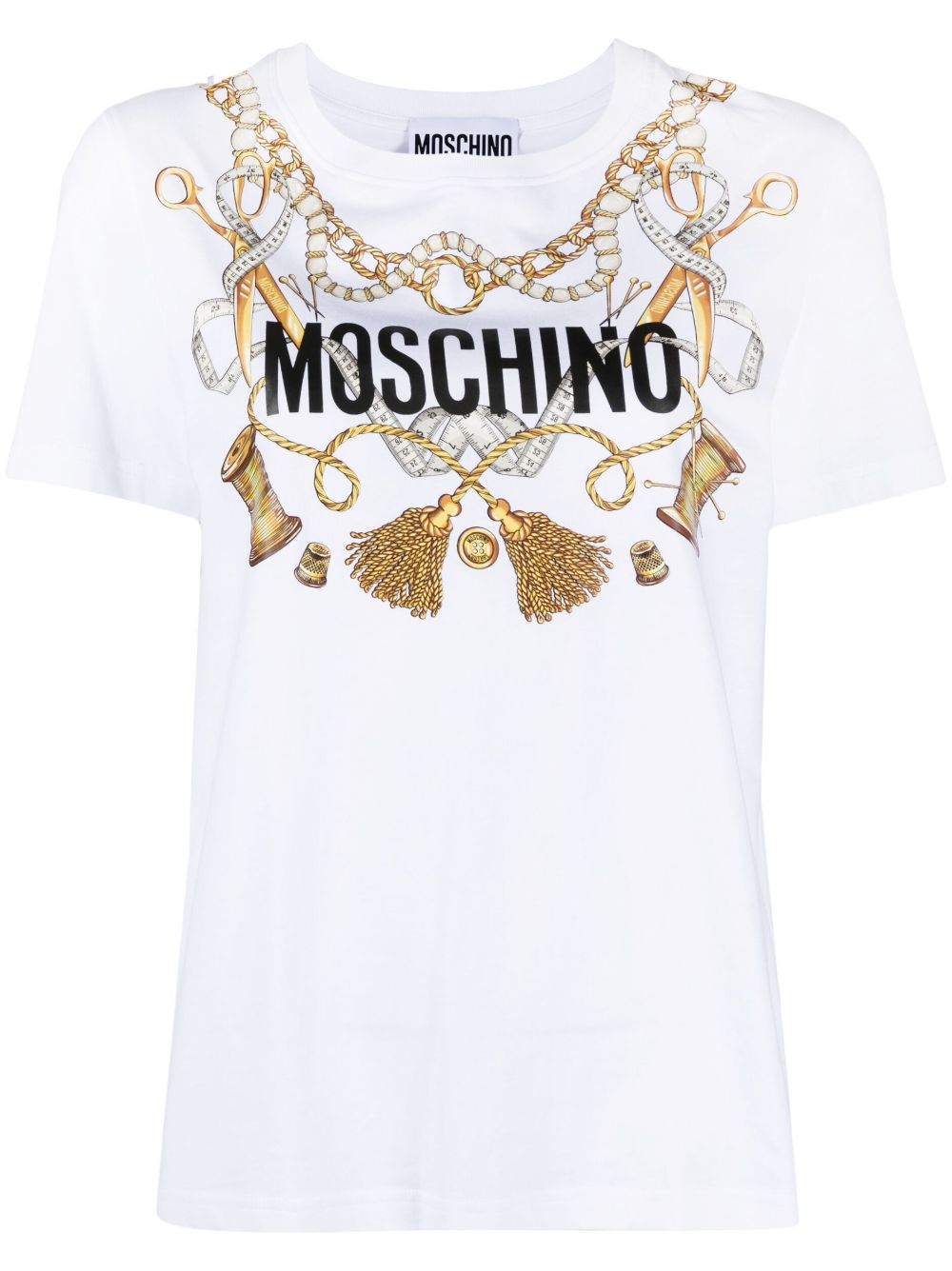 White logo-print short-sleeved T-shirt - women - MOSCHINO