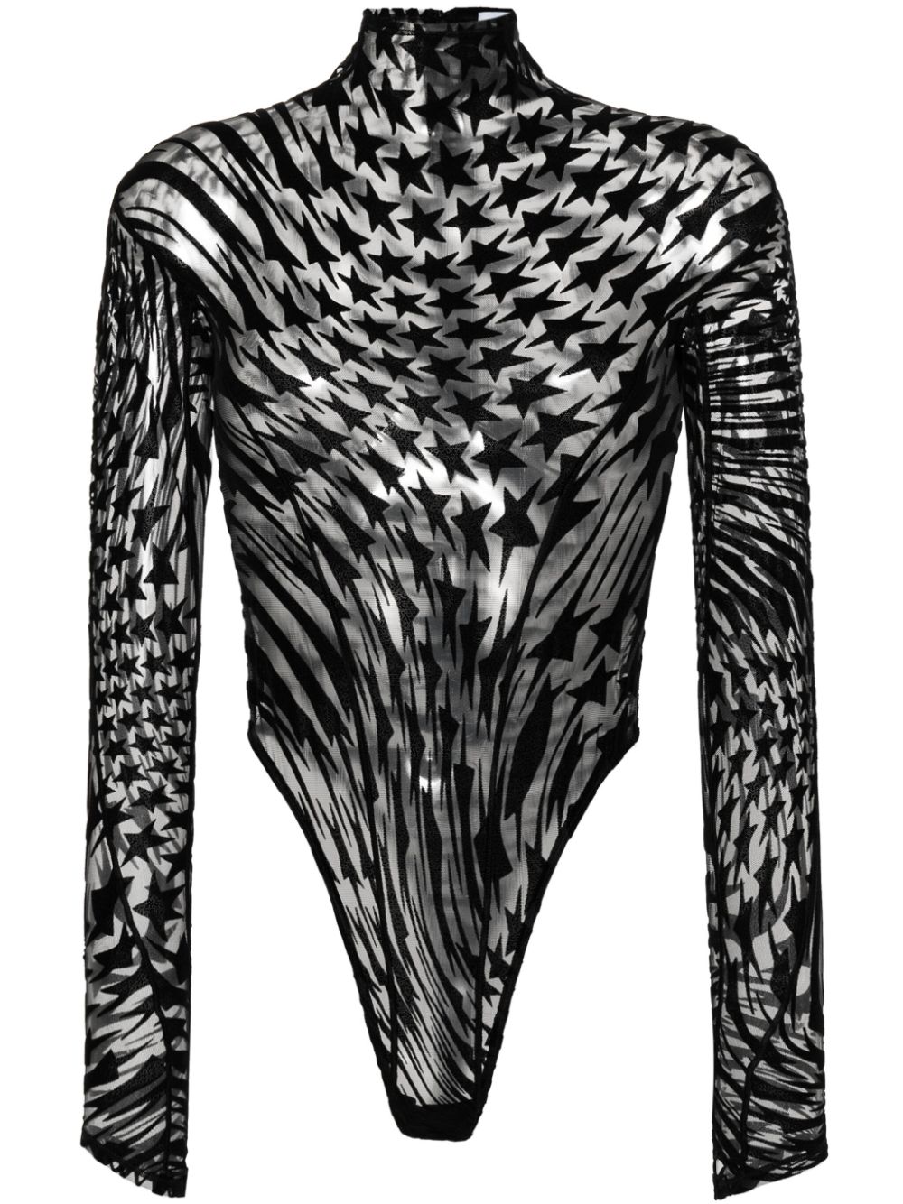 Body in mesh con stampa stelle in nero - donna MUGLER | 23W1BO0217596B1919