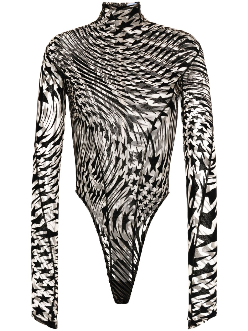 Body in mesh con stampa stelle in nero - donna MUGLER | 23W1BO0217596B99N1
