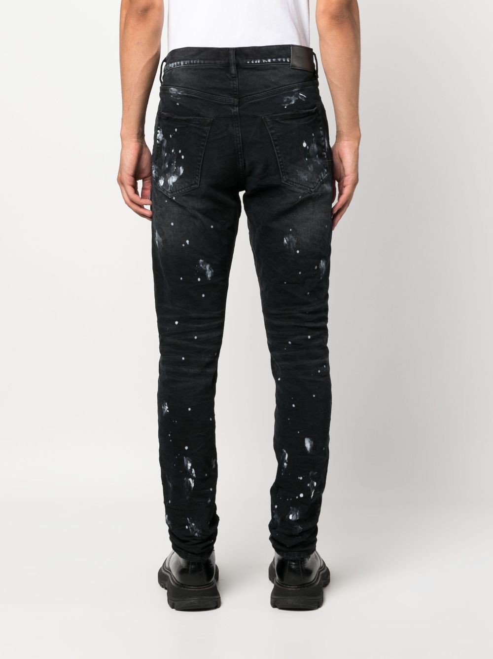 Black ripped paint-splatter jeans - men - PURPLE - divincenzoboutique.com