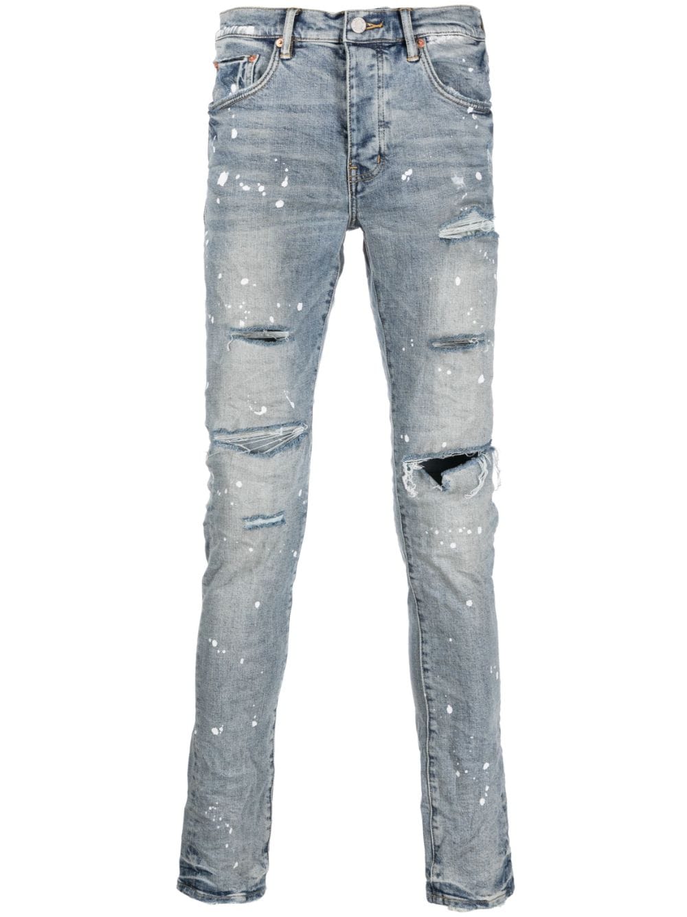 Blue ripped-detail mid-rise jeans - men - PURPLE - divincenzoboutique.com