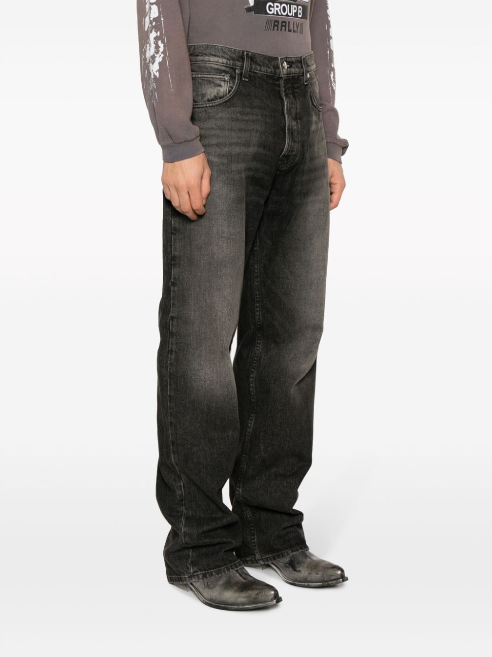 Jeans a gamba ampia in nero - uomo RHUDE | RHPF23PA180123720372