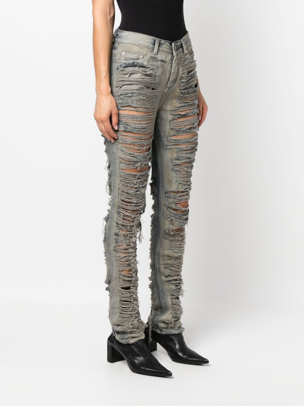 Jeans slim con effetto vissuto in grigio chiaro - donna RICK OWENS DRKSHDW | DS02C5316DMPSH98