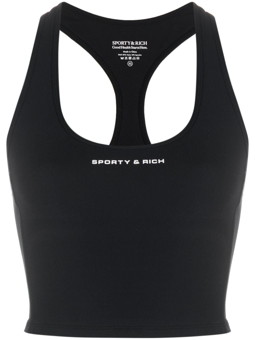 Top corto con stampa logo in nero - donna SPORTY & RICH | TSAW2311BK4