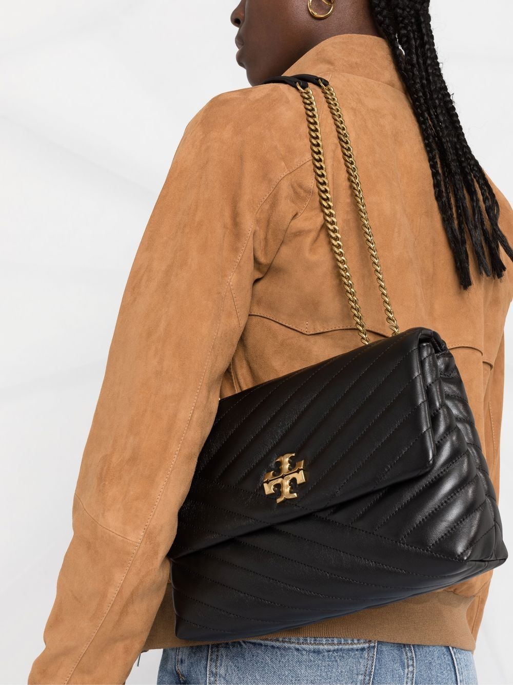 Black Kira chevron shoulder bag - women - TORY BURCH 